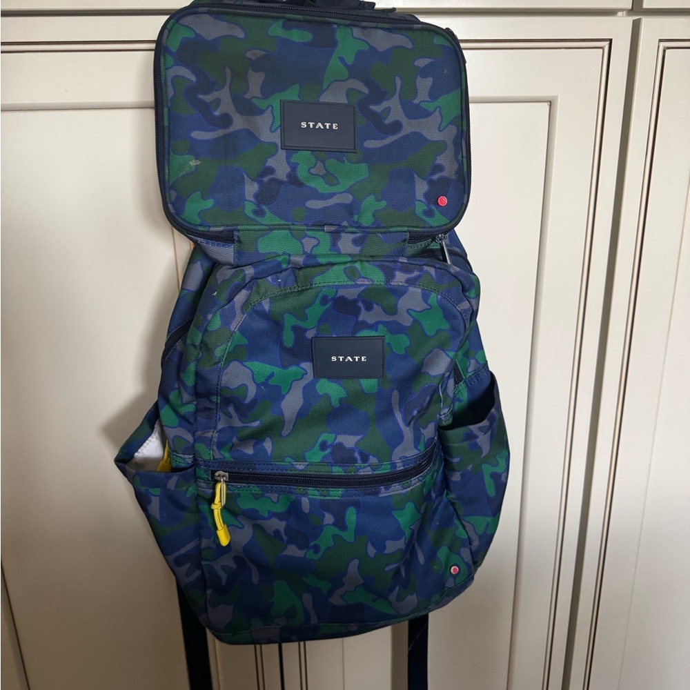 STATE Green and Blue Camouflage Backpack